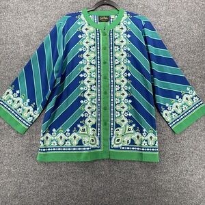 Bob Mackie Shirt Womens XL Wearable Art Floral Button Up Blouse Resort Boxy